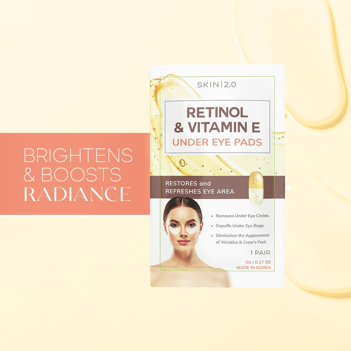 Retinol & Vitamin E Under Eye Patches for Dark Circles Wrinkles Depuffing