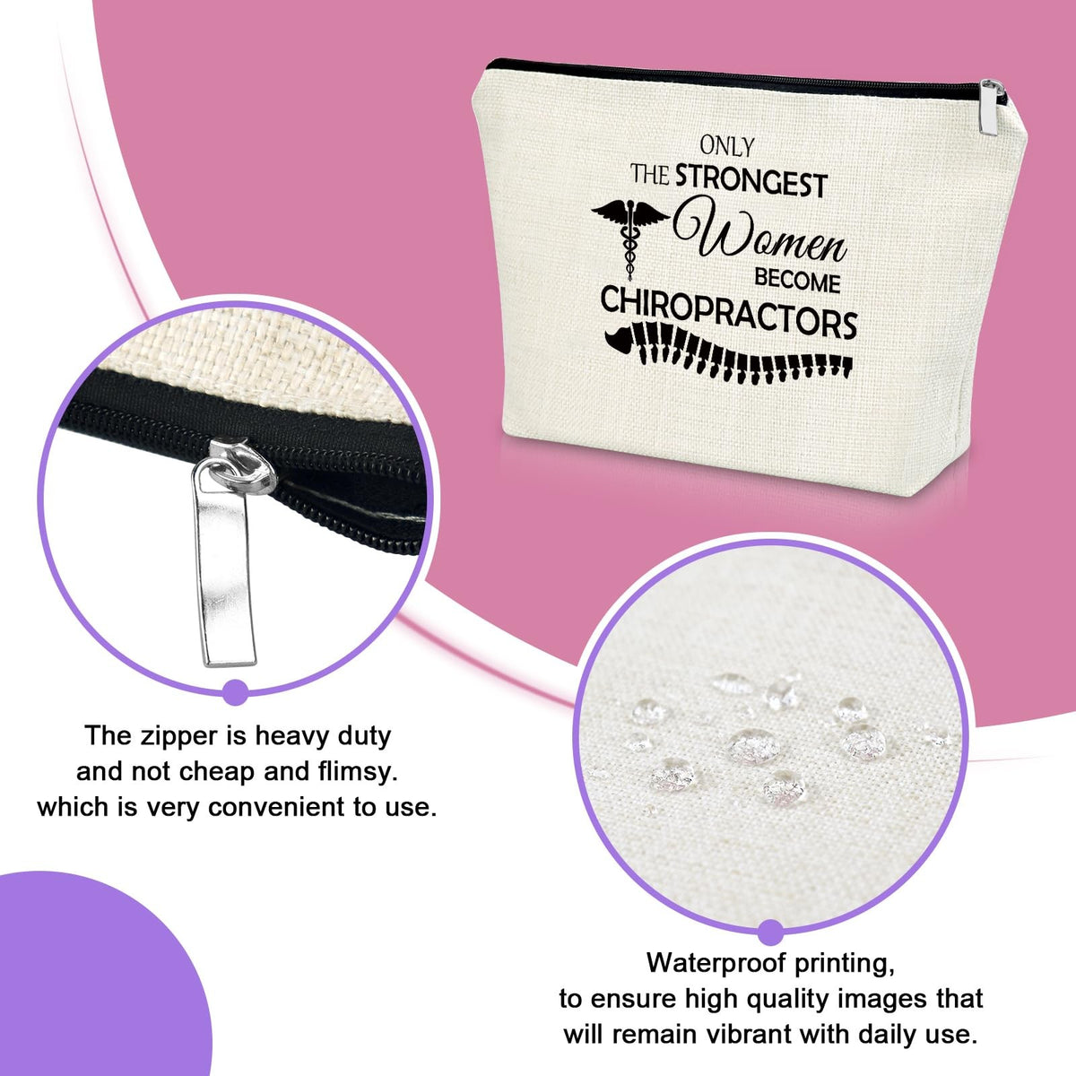 Funny Chiropractor Gift Cosmetic Bag - Medical Professional Travel Organizer