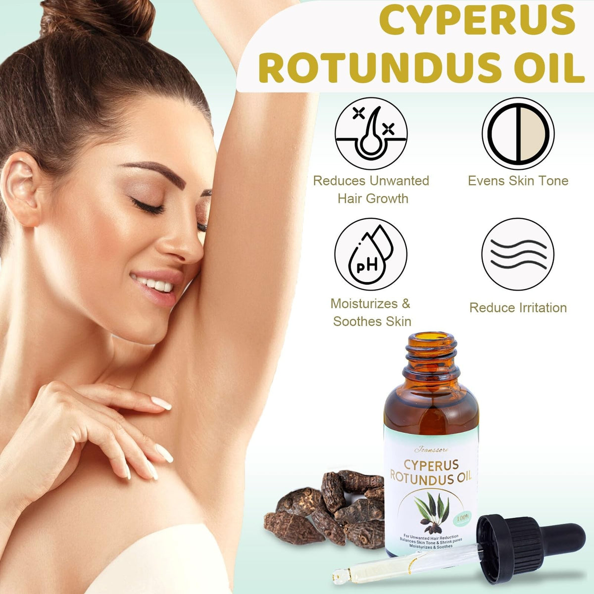 Cyperus Rotundus Hair Removal Oil - Natural Skin Soothing & Hair Growth Reducer, 3 Pack