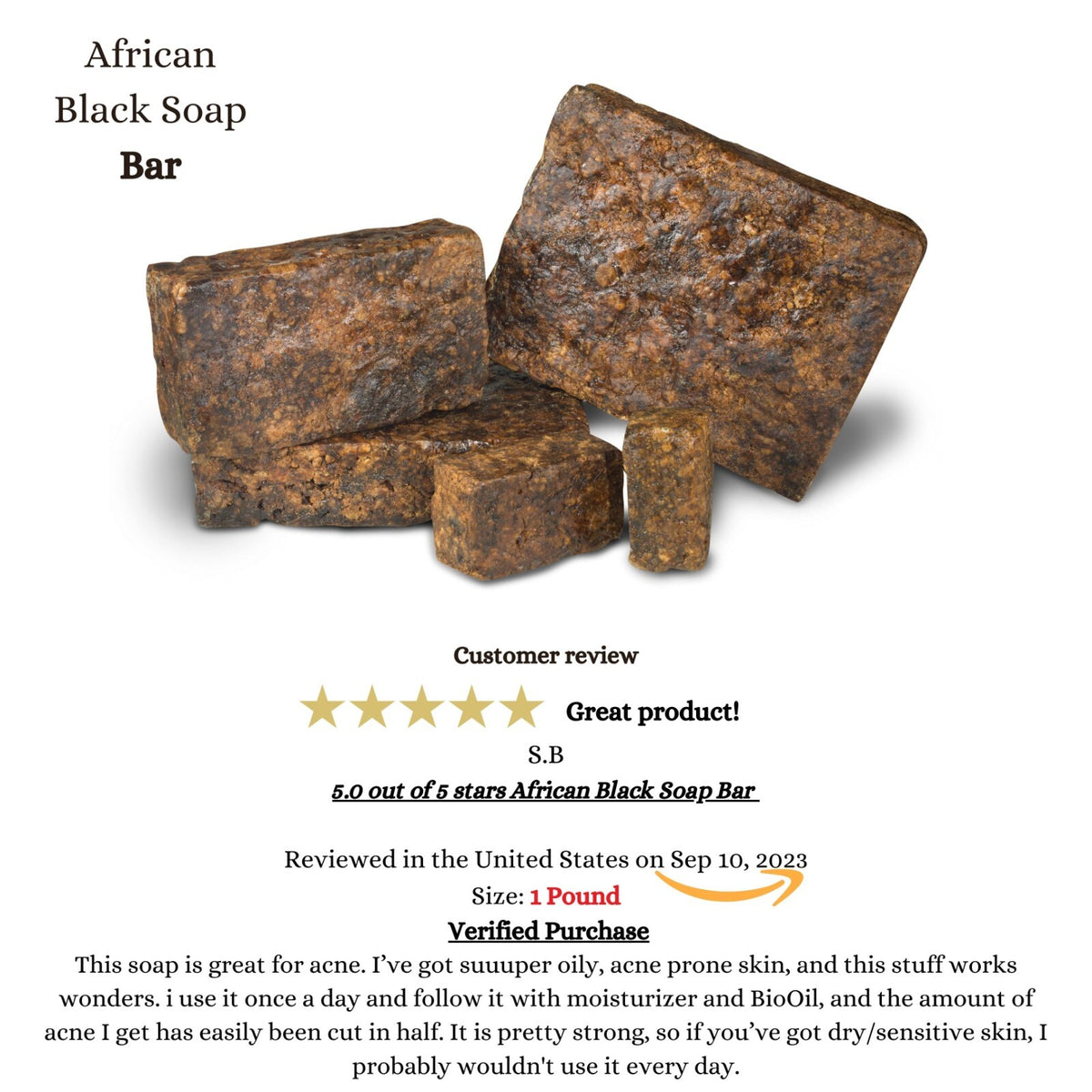 African Black Soap Bar 10 lbs Organic Natural Unrefined Handmade Skin & Hair Care