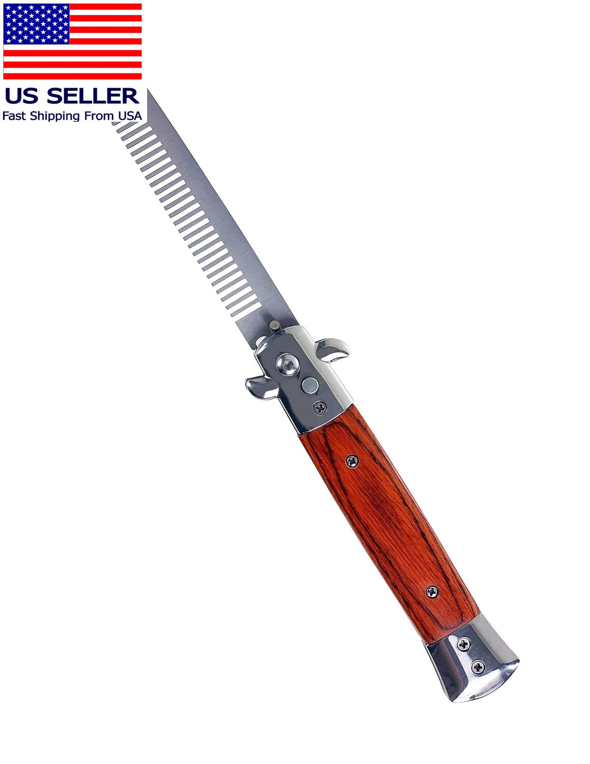 Automatic Switchblade Hair Comb Pocket Knife with Safety Lock - 7 Colors