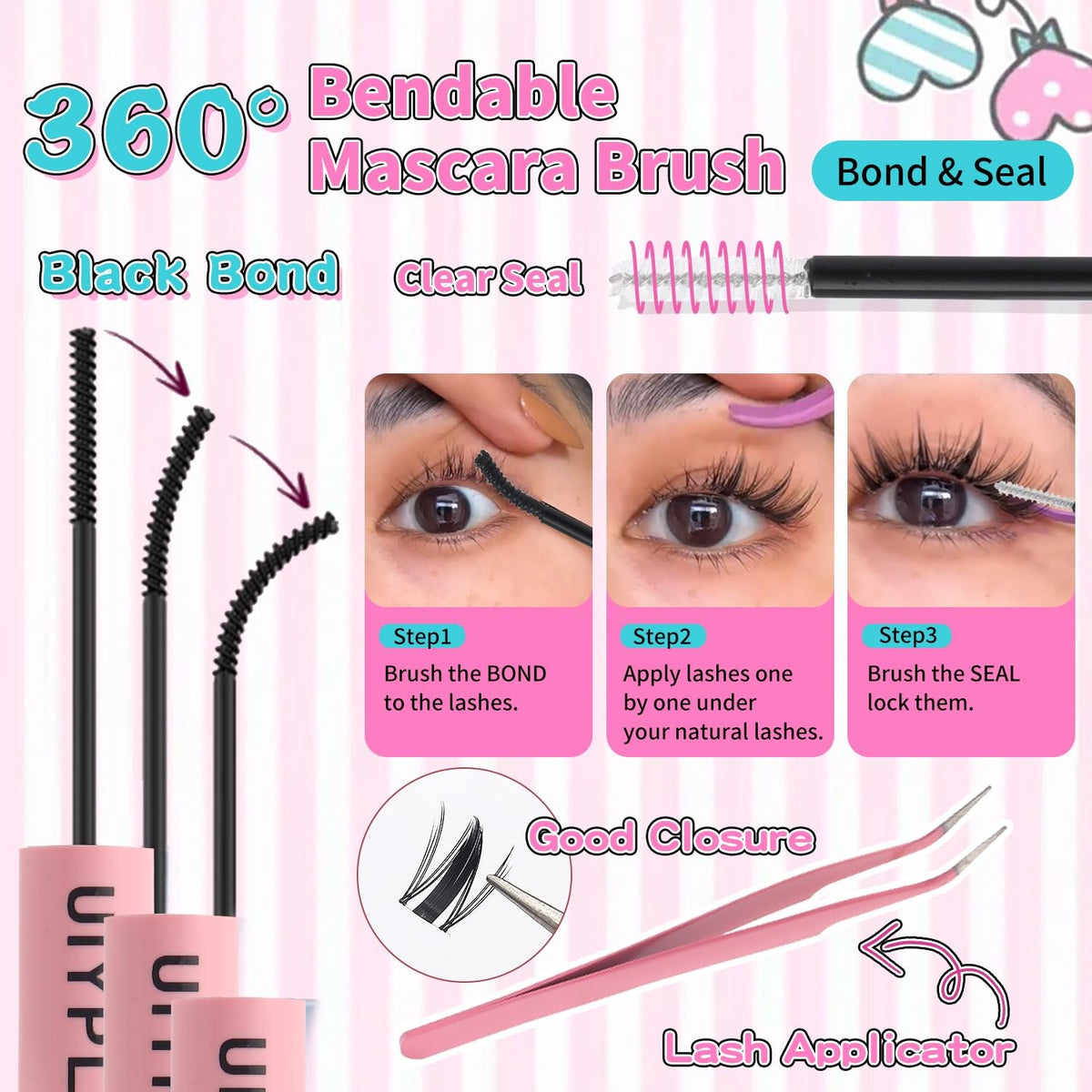 Lash Clusters Kit - 240 Natural Wispy False Eyelash Extensions, Black