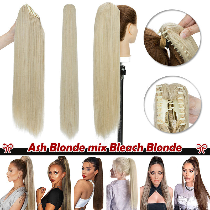 30-Inch Fluffy Ponytail Hair Extension with Claw Clip - Straight & Wave Styles