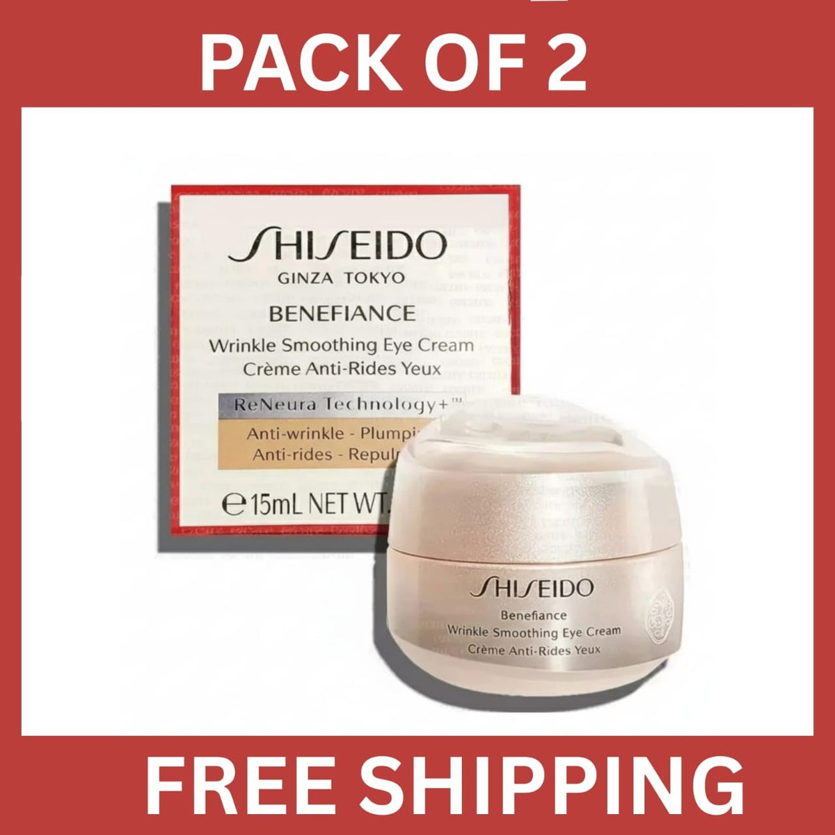 Shiseido Benefiance Wrinkle Smoothing Eye Cream Duo 0.51 oz Each