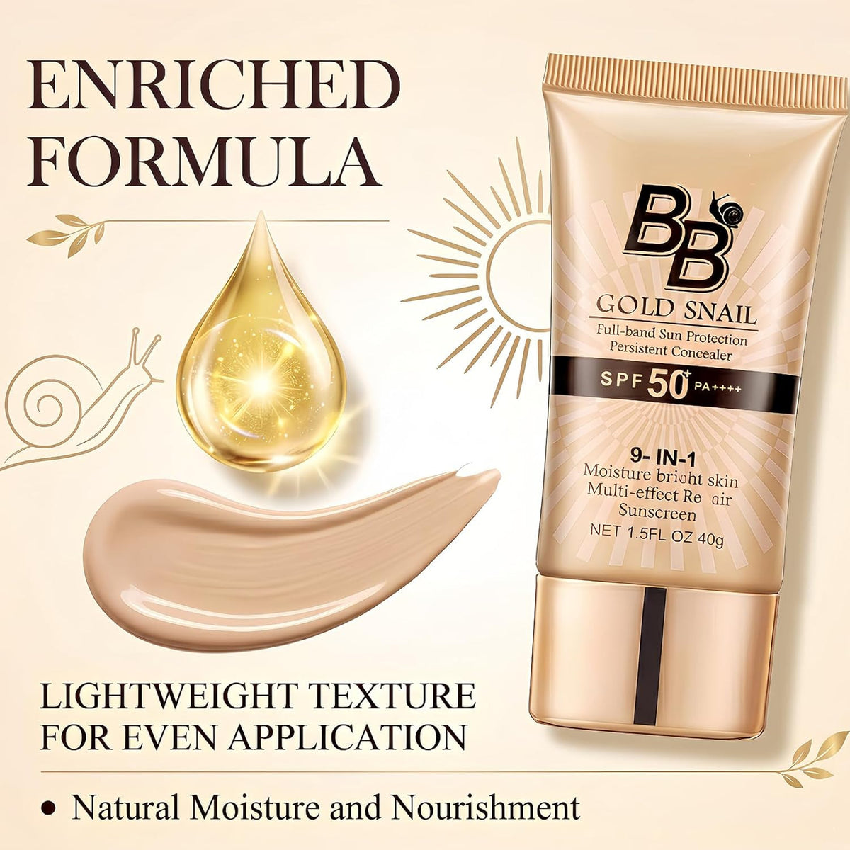 BB Cream Tinted Moisturizer SPF 50 PA++++ Full Coverage Face Foundation