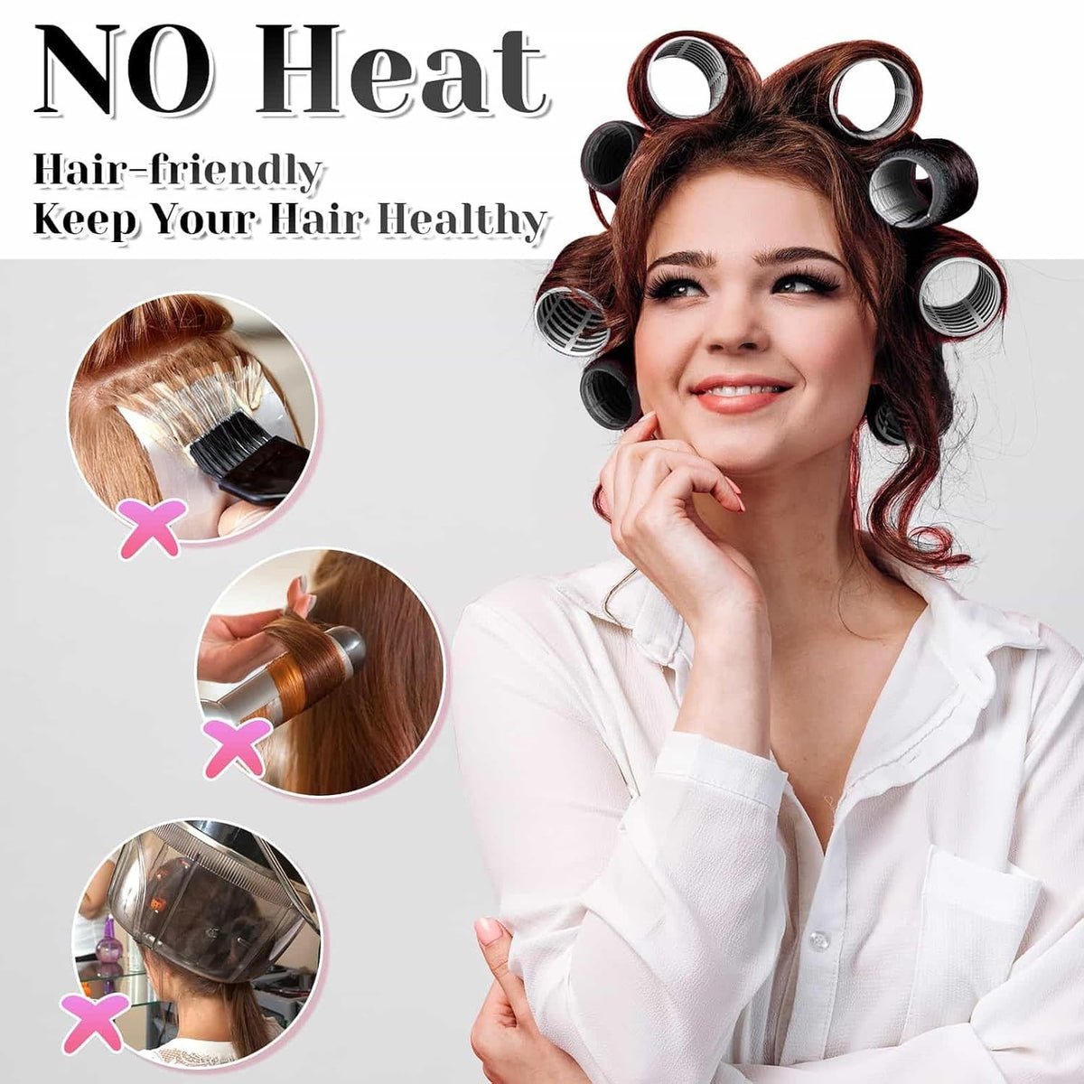 Self-Grip Hair Curlers 30-Piece Set with Clips for All Hair Types