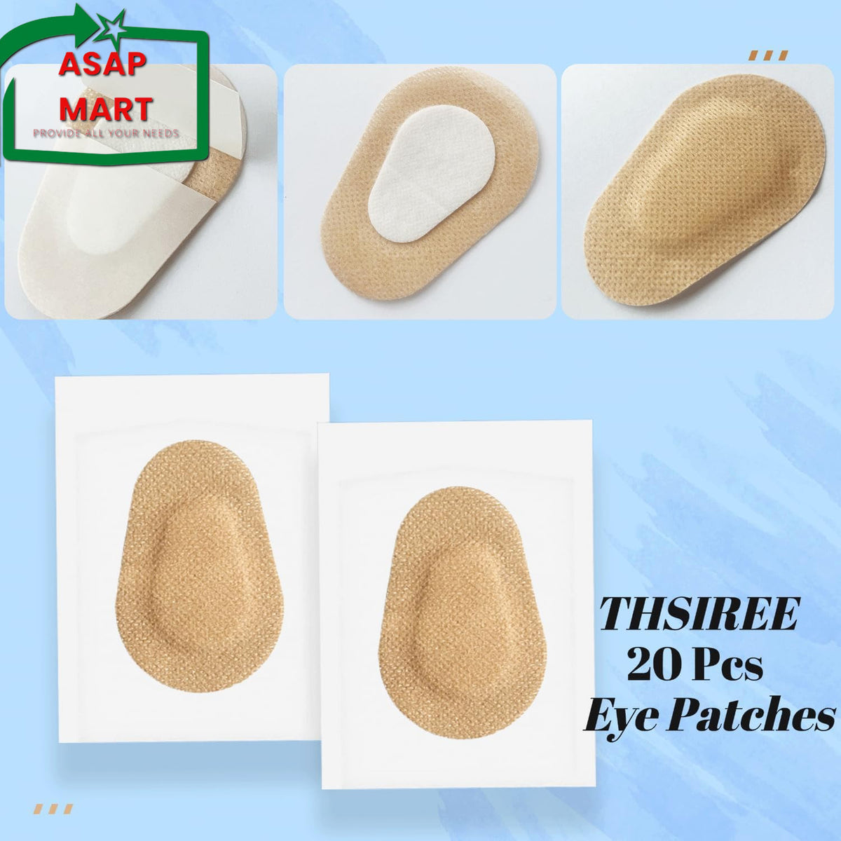 Disposable Breathable Adhesive Eye Patches for Adults, 20 Pack