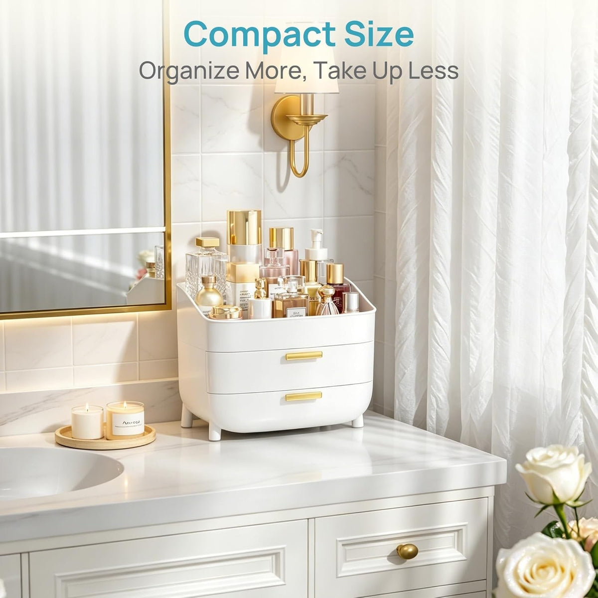 3-Tier Makeup and Skincare Organizer with Drawers for Vanity & Bathroom