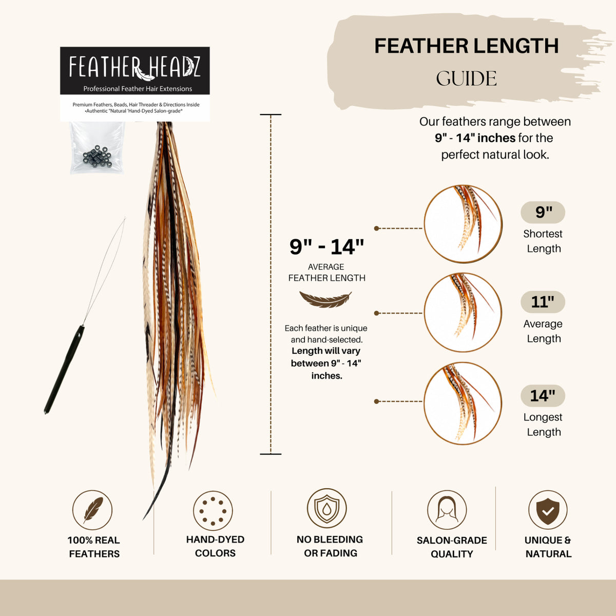 Feather Hair Extensions Kit - 21 Piece Salon Grade Clip-In Extensions in Multiple Colors