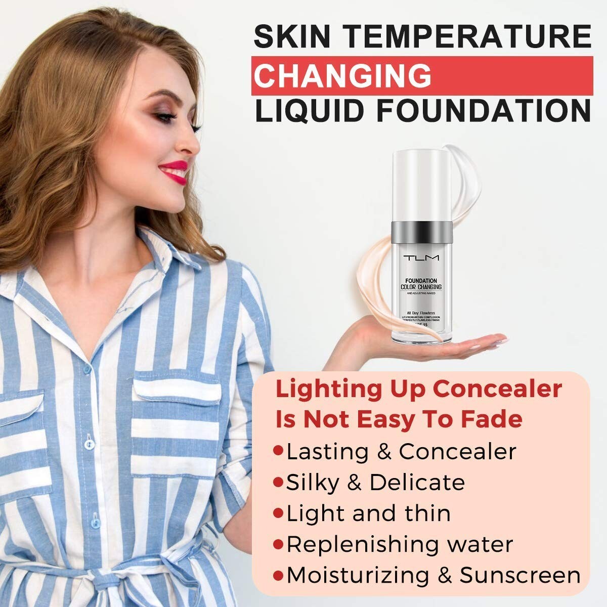 Color Changing Foundation Concealer Set - Flawless Skin Makeup with SPF 15