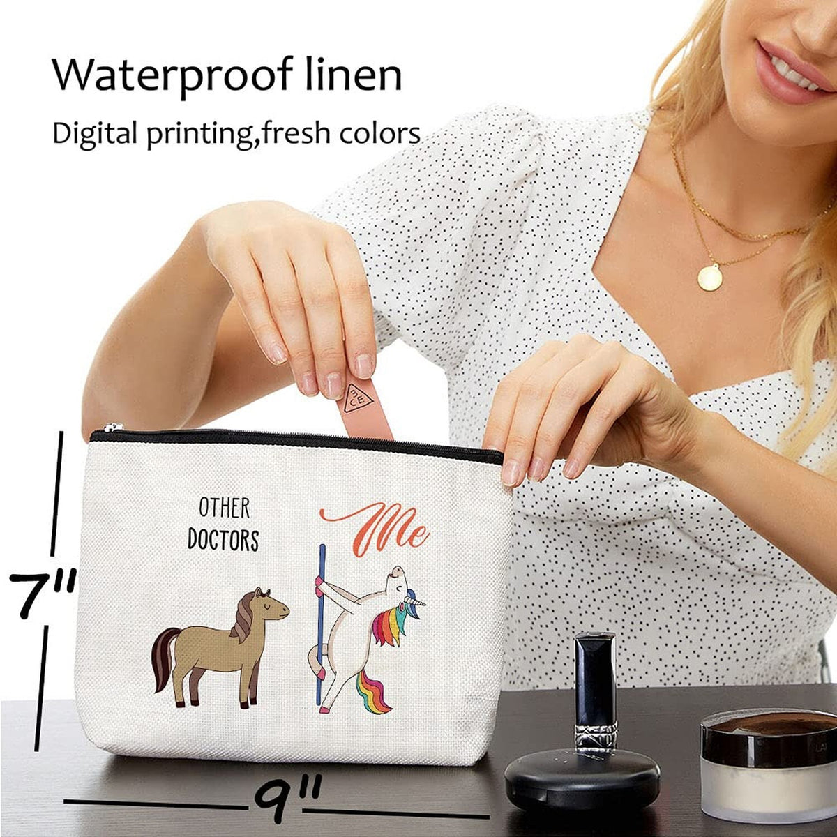 Waterproof Makeup Bag for Women - Doctor Gift Tote with Zipper