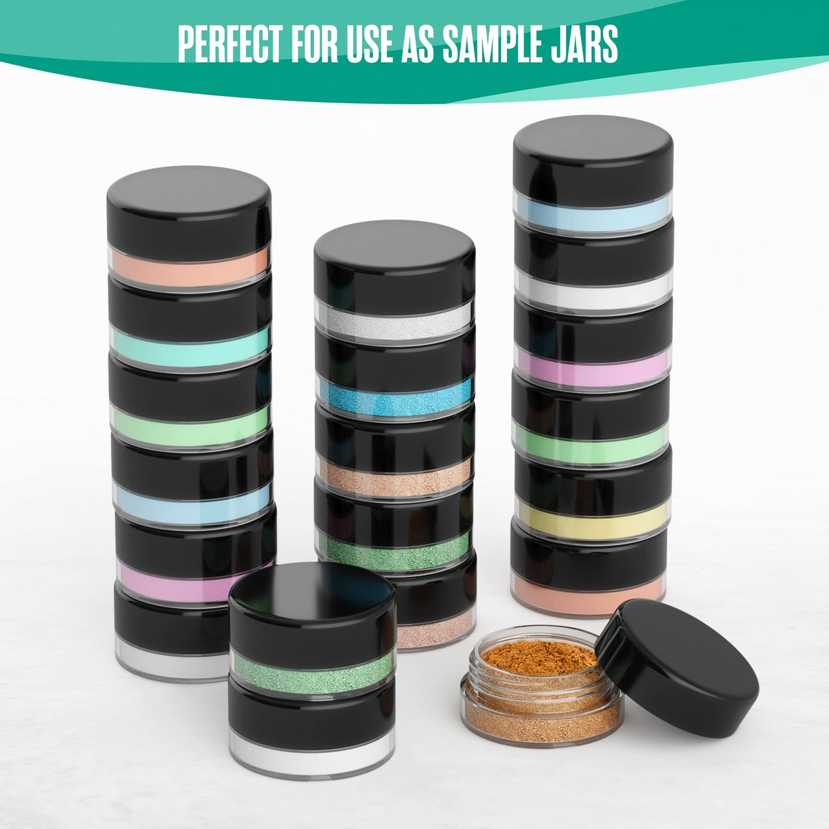 Mini Sample Containers with Lids - 3g Acrylic Jars 50 Pack for Cosmetics & Storage