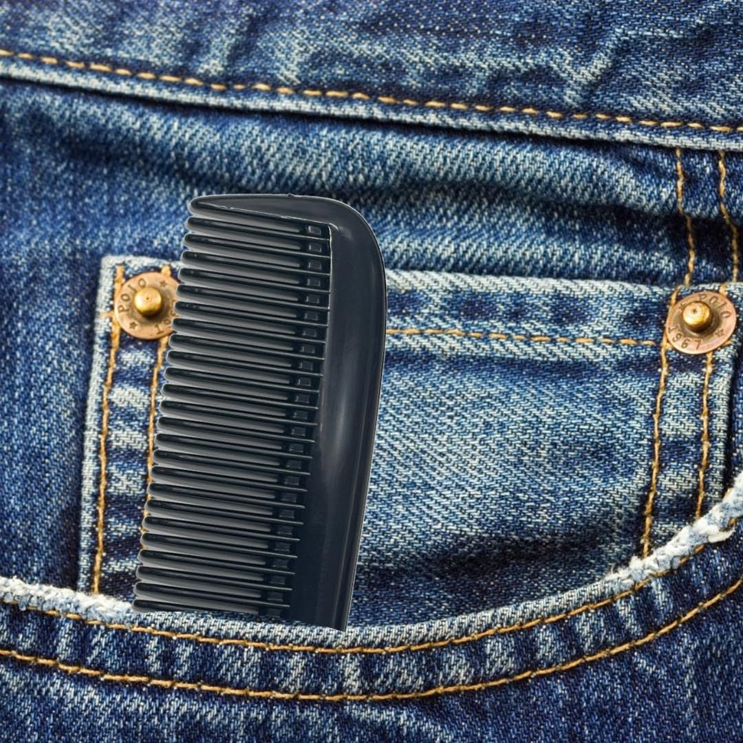 Unbreakable Pocket Comb for Men - Travel-Size Fine & Coarse Teeth Black
