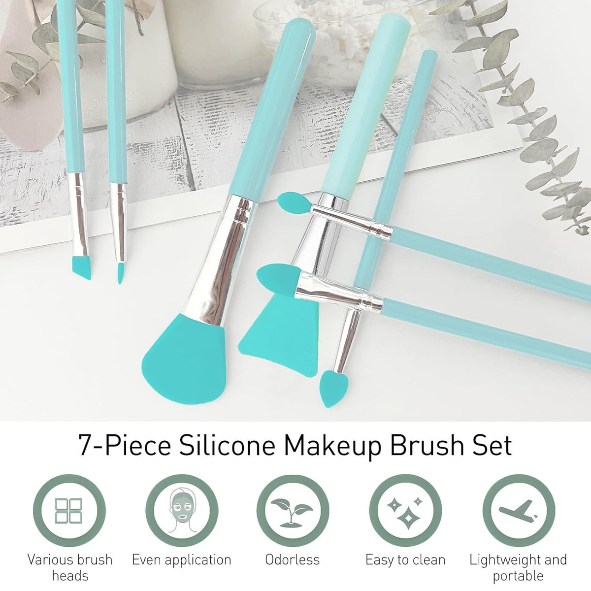 Silicone Makeup Brush Applicator Kit - 7 Pcs for Cream, UV Resin, and Cosmetics
