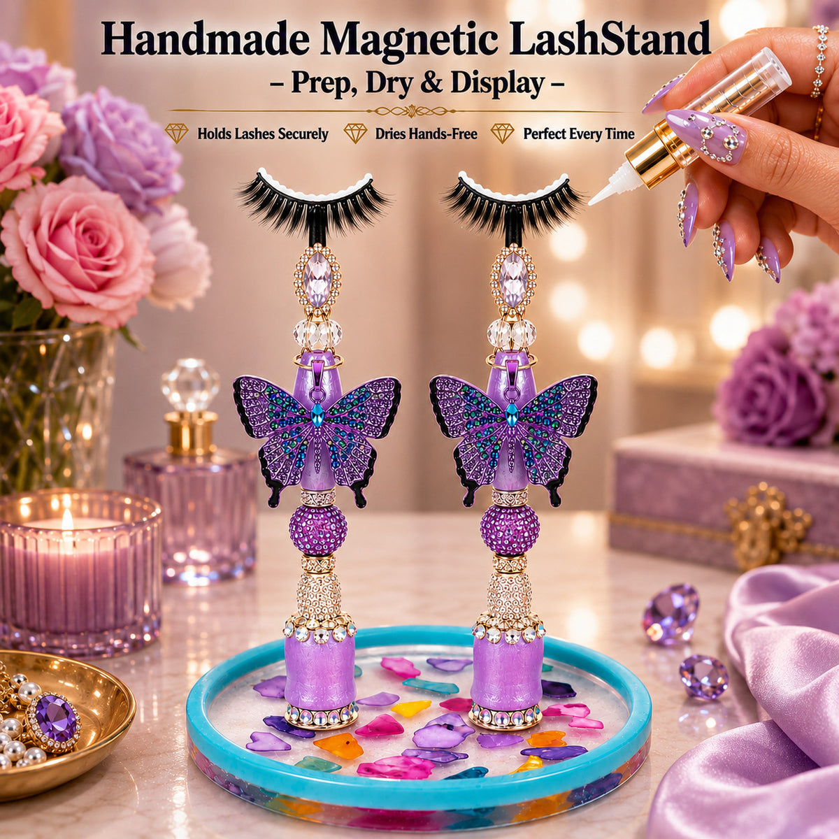 Magnetic Lash Stand – Handmade Prep, Drying & Display for False Eyelashes