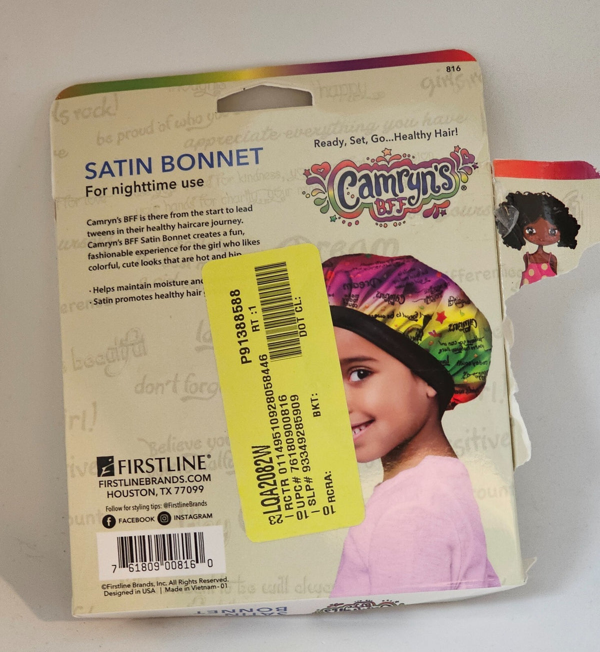 Camryn's BFF Satin Bonnet - 1pc with Free Shipping!! Distressed