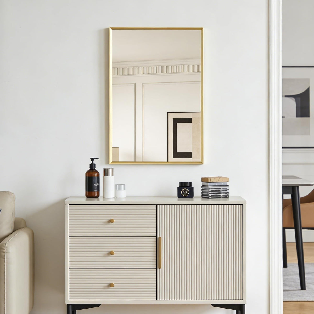 16x24 Inch Brushed Gold Wall Mirror for Bathroom Vanity & Over Sink