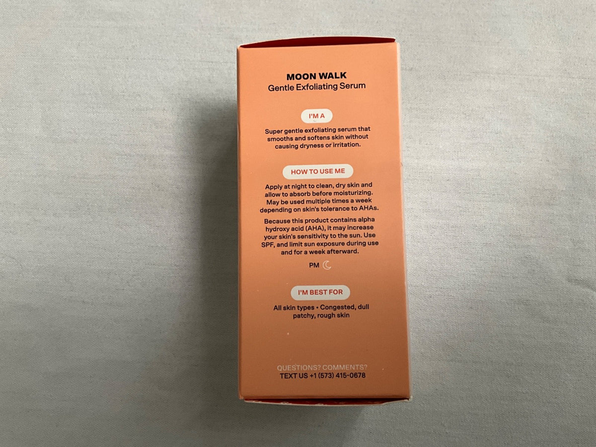 Vegan Exfoliating Face Serum - Moon Walk Step 2 Treatment, 1 Fl Oz