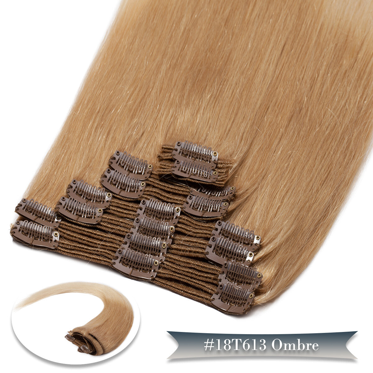 Double Weft Clip-In Human Hair Extensions Full Head - Thick & Tangle-Free
