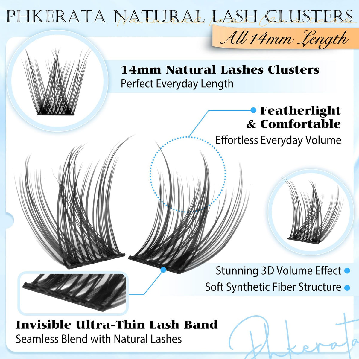 14mm Natural Cluster Lashes Wispy Eyelashes — 1 Pair Black