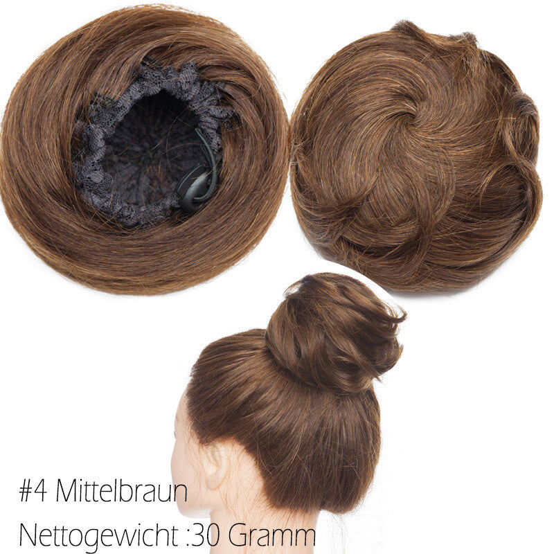 Clip-In Human Hair Bun Extensions Curly & Straight | Messy Hair Piece