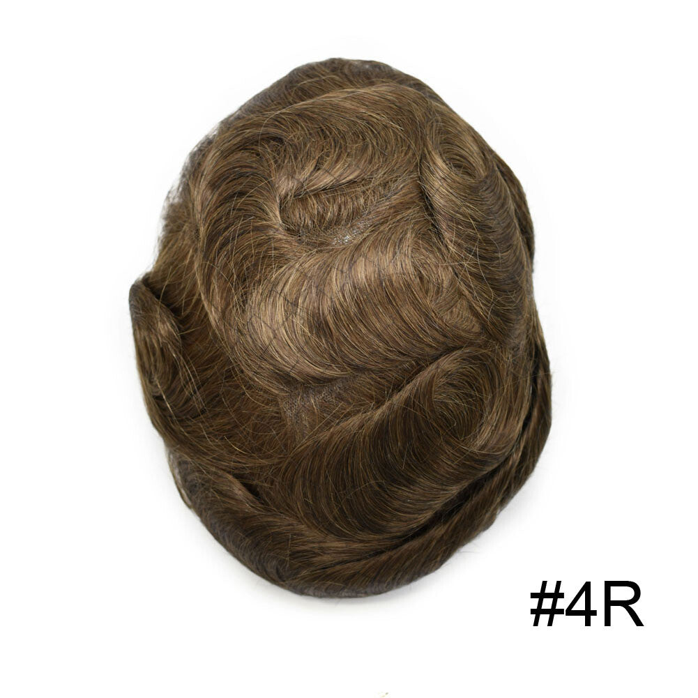 Full Poly Thin Skin Human Hair Toupee for Men - Durable, Invisible, Customizable