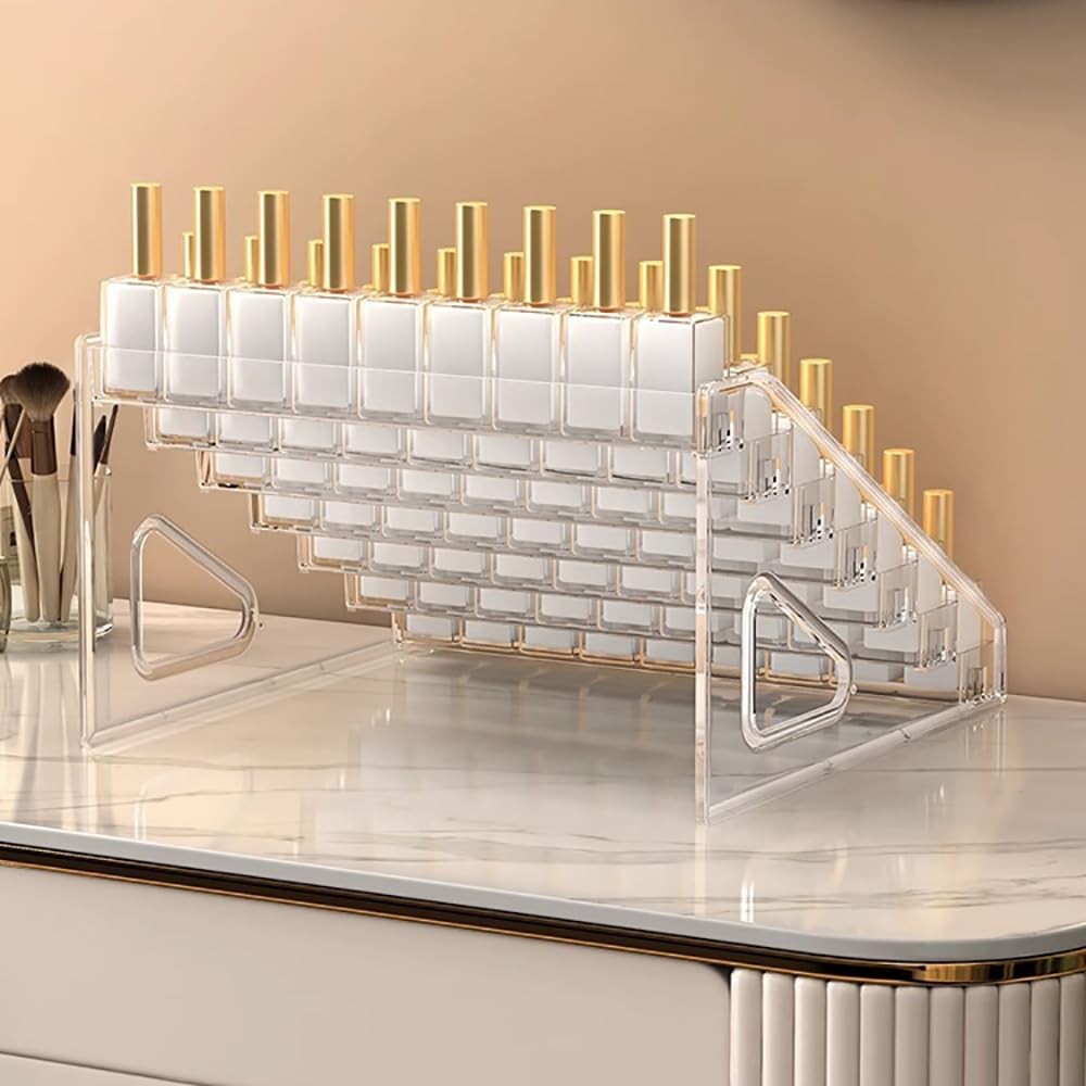 Clear Nail Polish Organizer 7 Layers Acrylic Storage Shelf for Cosmetics & Art Supplies