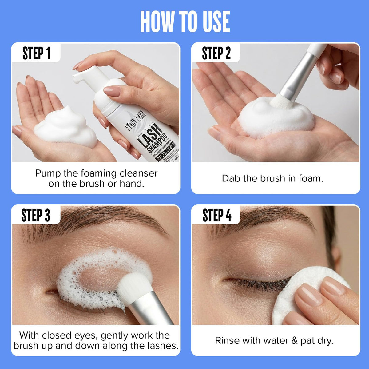 Eyelash Extension Shampoo Foaming Cleanser for Natural Lashes 200ml