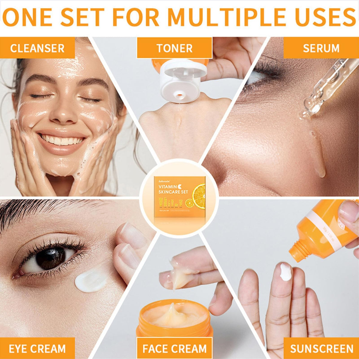 Vitamin C Skincare Gift Set for Teen Girls - 6 Piece Moisturizing & Brightening Kit
