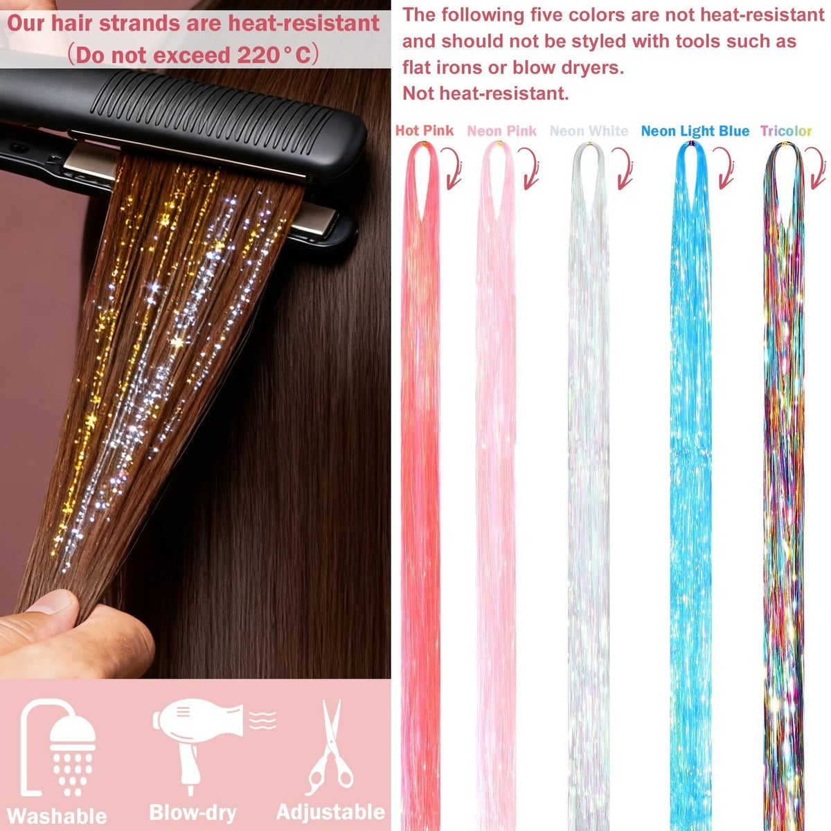 8400 STRANDS Hair Tinsel Kit for Girls, 24 Colors-8400