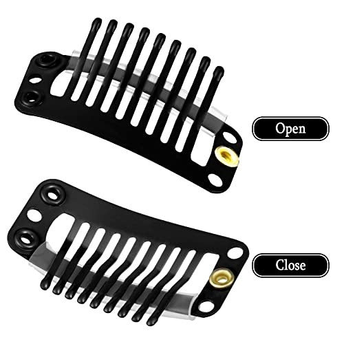 30 Pieces 32 mm 9-teeth Hair Extension Clips Wigs Snap Black
