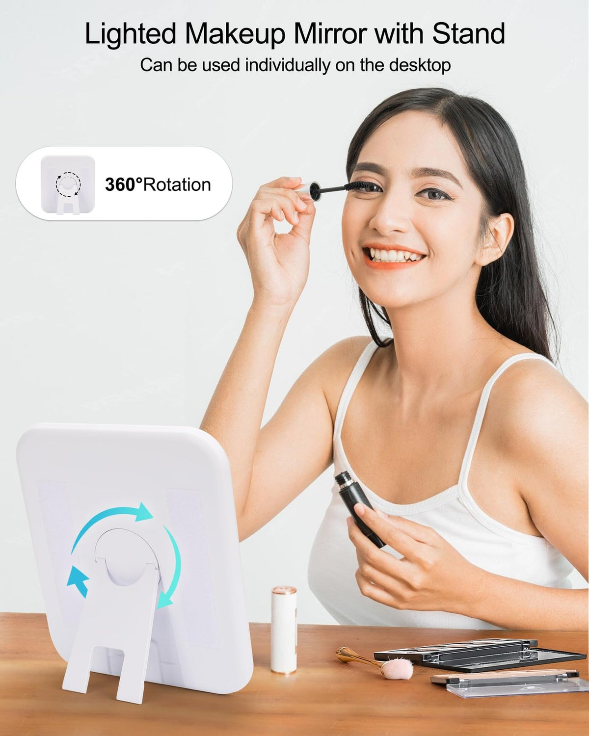 Makeup Mirror with Lights - Rechargeable LED Vanity Mirror for Makeup Bag, 3 Color Modes