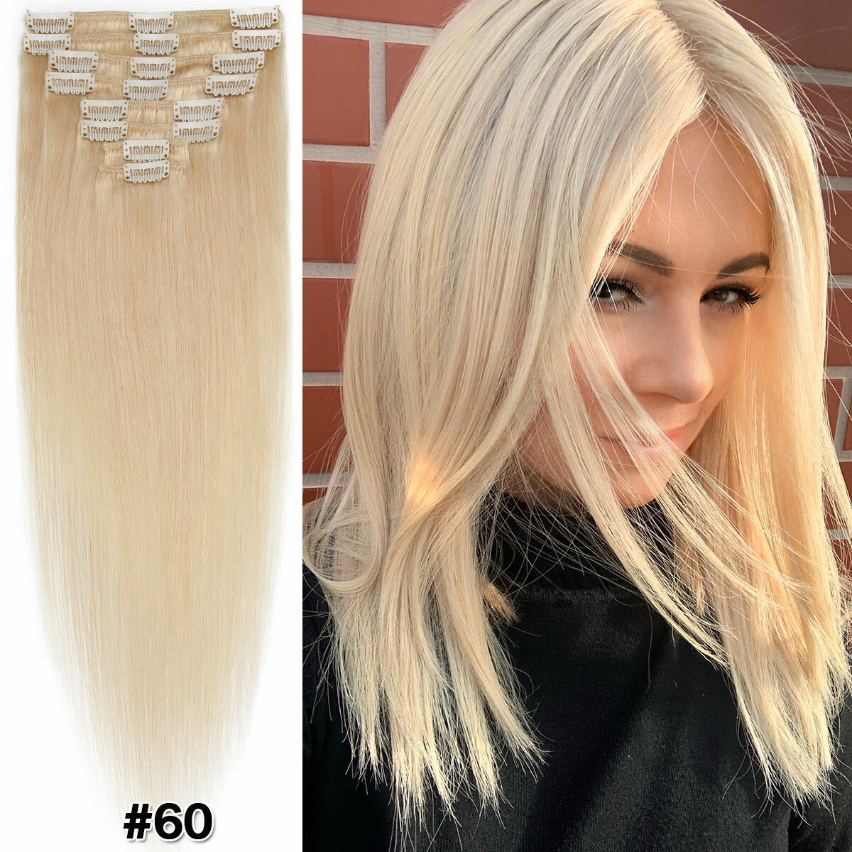 Clip-In Remy Human Hair Extensions Full Head Set - Multiple Colors & Lengths
