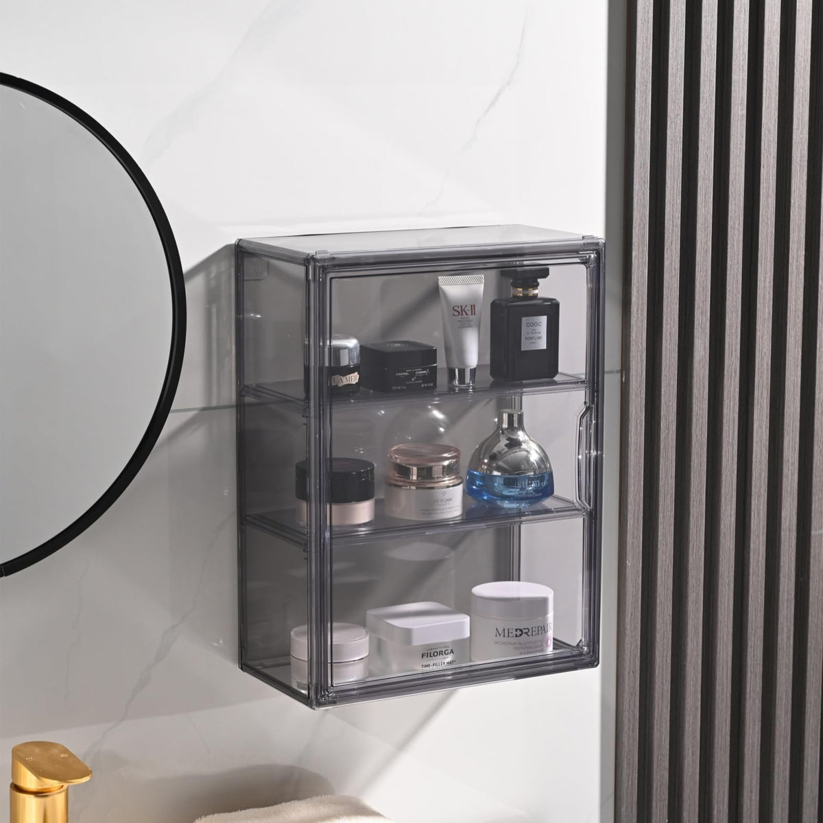Acrylic Display Case 3 Tiers with Magnetic Door & Dividers for Collectibles