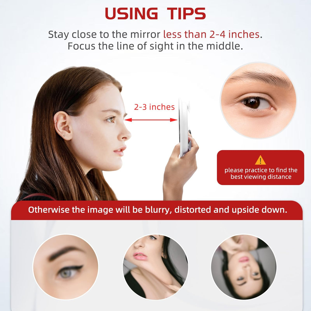 Travel Magnifying Makeup Mirror 6 Inch with 5X-30X Magnification & Suction Cups