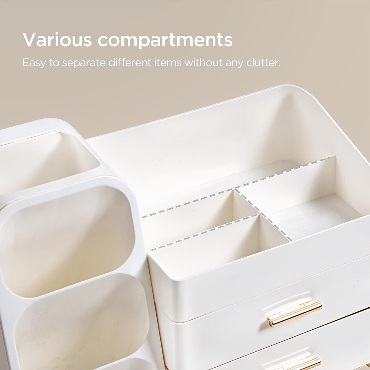 Large Makeup Organizer with Brush Holder for Vanity and Bathroom Countertop Storage