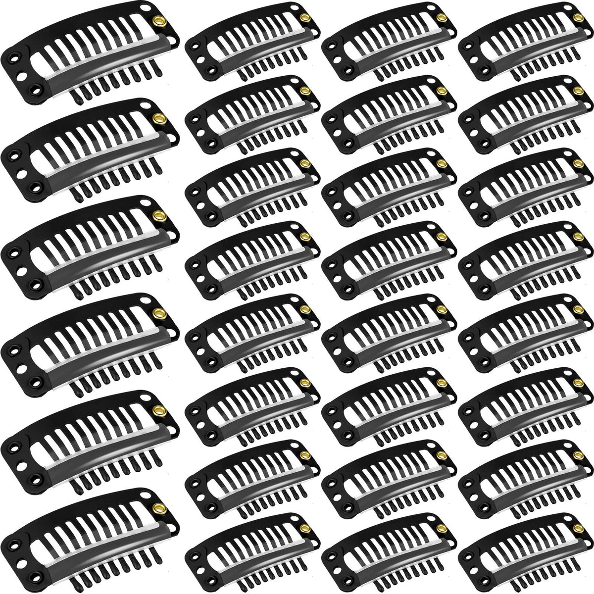 30 Pieces 32 mm 9-teeth Hair Extension Clips Wigs Snap Black