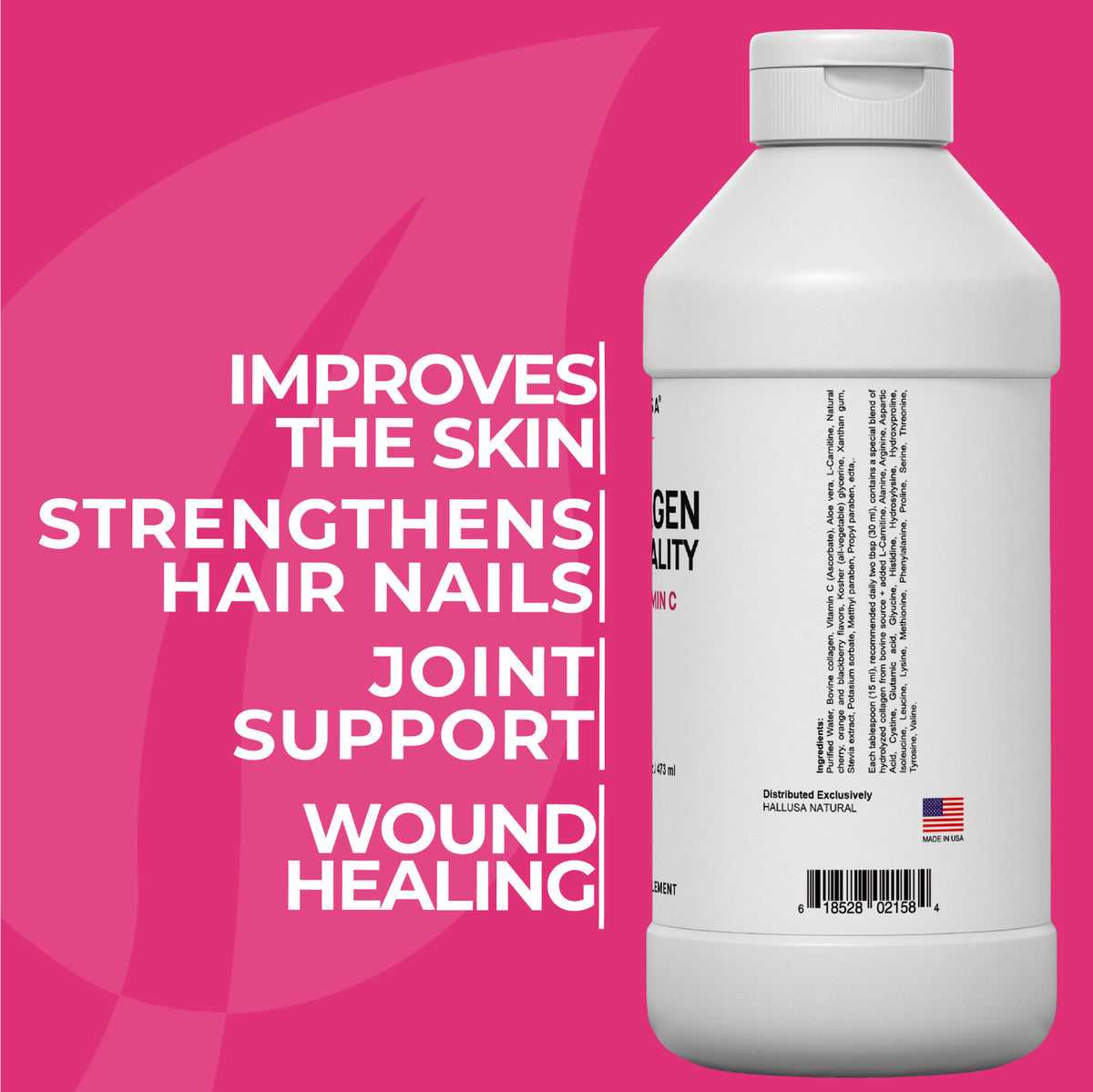 Liquid Collagen for Skin Hair Nails - 16 oz with Vitamin C
