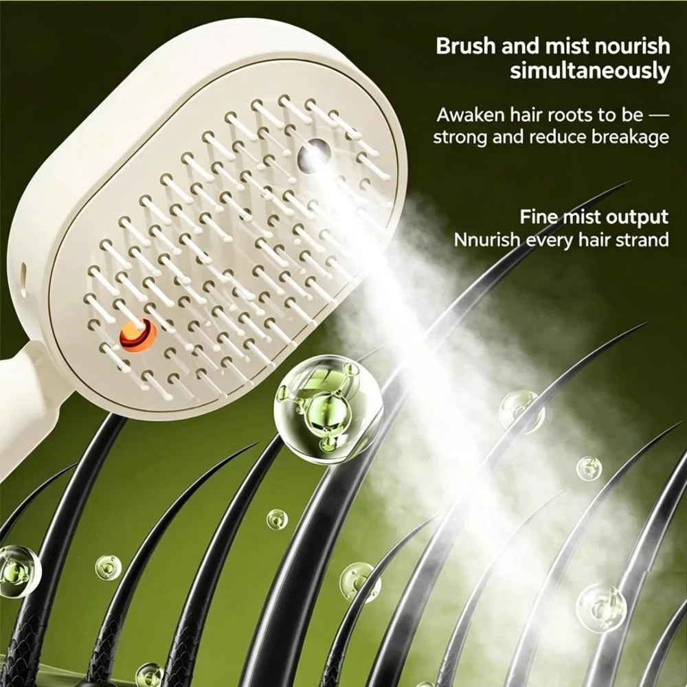 Rechargeable Electric Spray Hair Comb with Nano Mist & Red Light Therapy