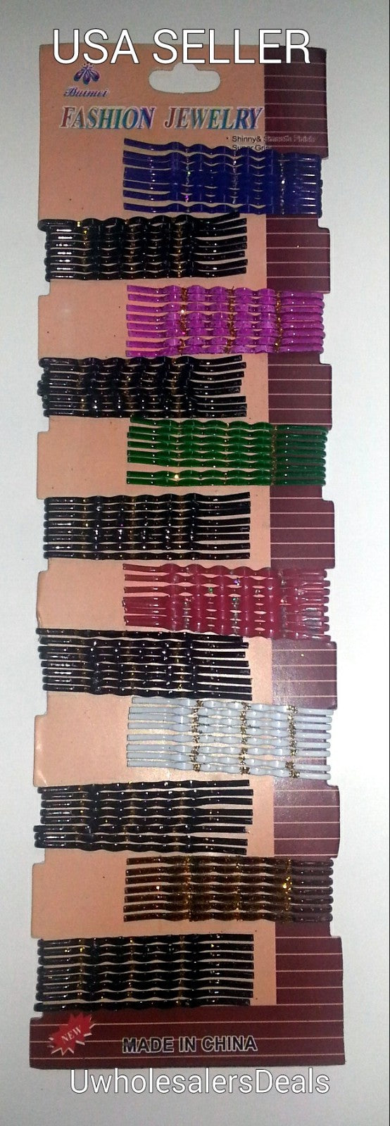 Hair Bobby Pins 96 count Assorted Colors Glittered Shiny - NEW