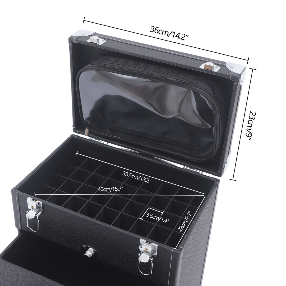 3-Tier Rolling Makeup Train Case with Nail Polish Storage Organizer