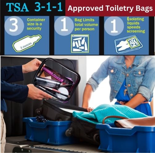 TSA Approved Travel Toiletry Bag - Medium Clear Cosmetic Organizer