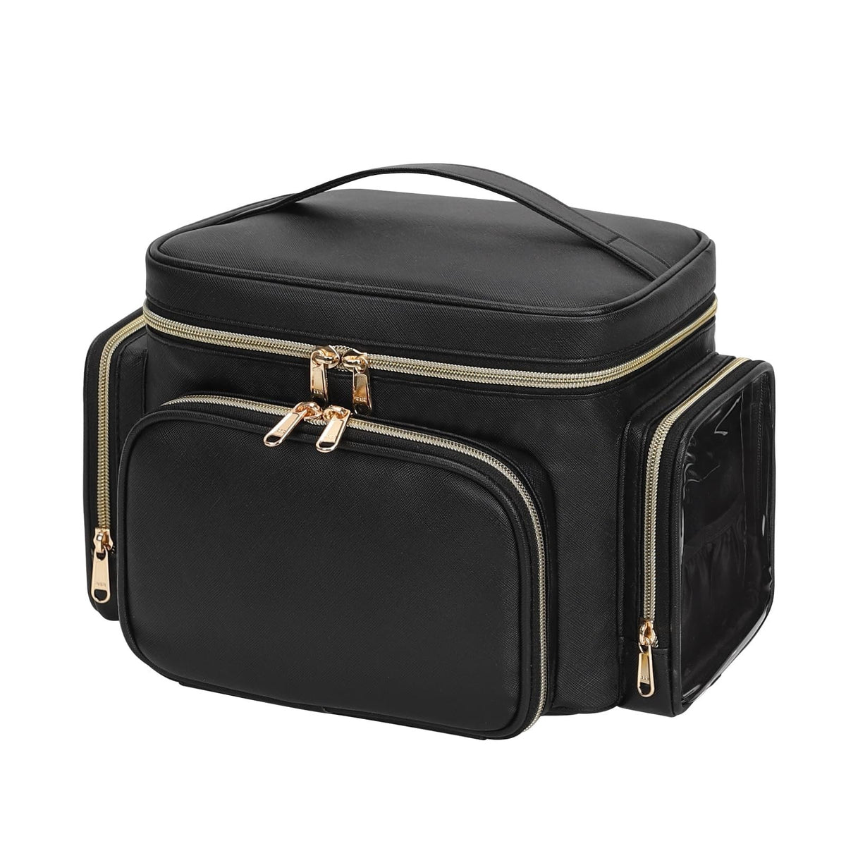 Large Travel Makeup Bag Organizer with Brush Compartments & Pockets - Waterproof Cosmetic Bag for Women & Girls