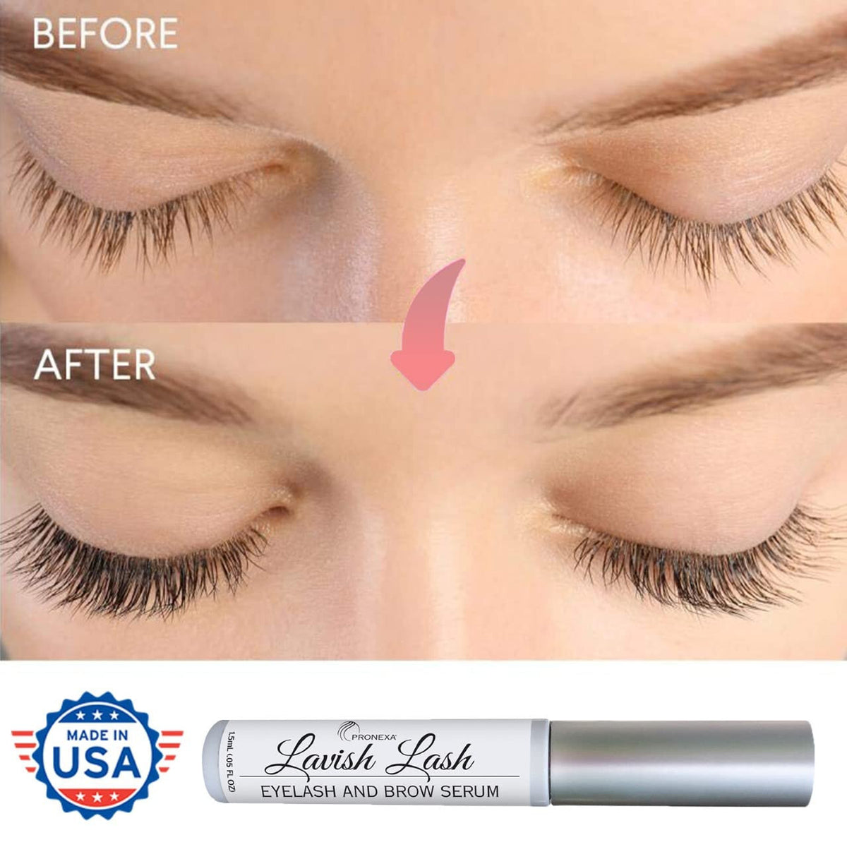 Eyebrow & Eyelash Growth Serum - Natural Peptides & Biotin, 3ml 3-Month Supply