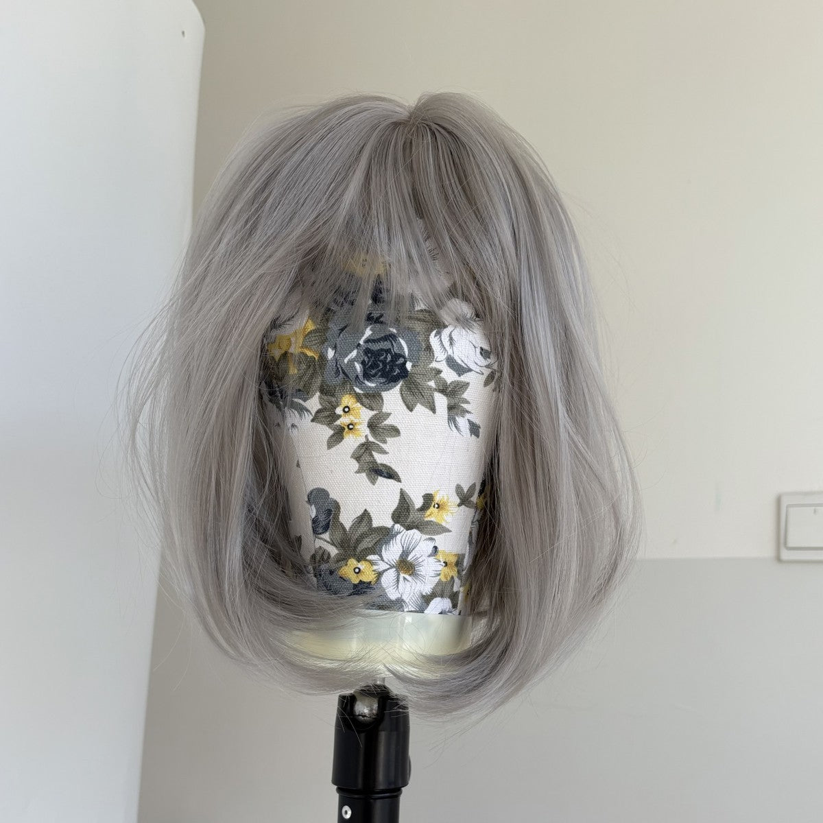 Grey Cosplay Wig with Bangs - Straight Heat-Resistant Synthetic Hair for Women