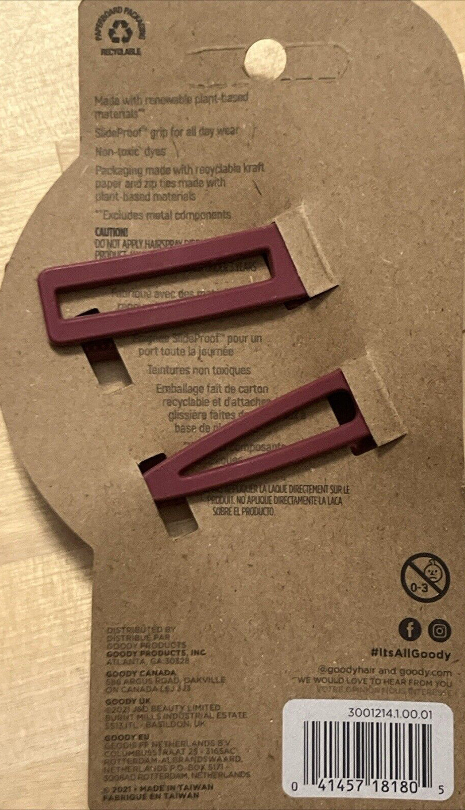 Goody Planet Hinge Clips Renewable Plant Based Wood Pink Lot Of 5