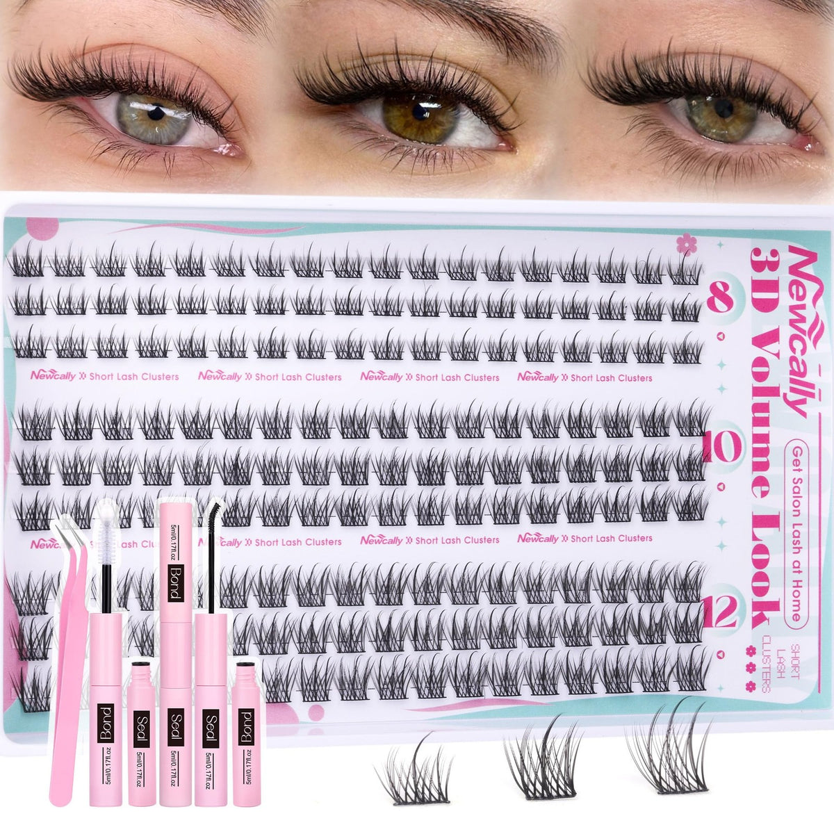 Natural Lash Clusters Kit 8-12mm - Short Eyelashes, 54 Clusters per Length (Pack of 1)