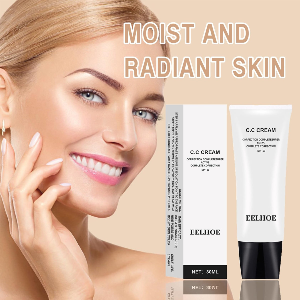 Skin Tone Adjusting CC Cream SPF 50 2-Pack for Mature Skin Natural Finish