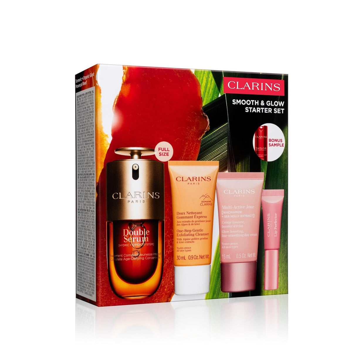 Clarins Skin Care Starter Set with Double Serum – Hydrating & Brightening