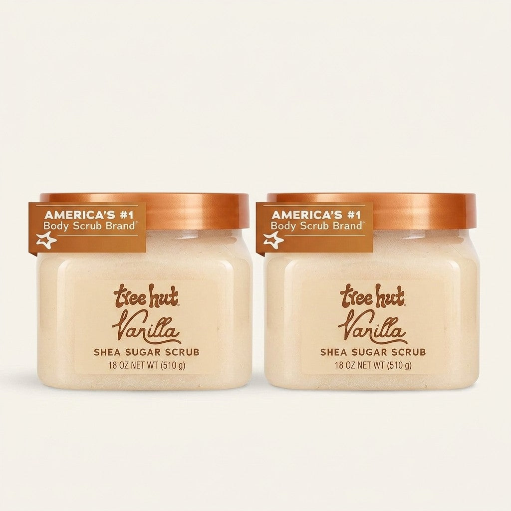 2 Pack Tree Hut Vanilla Shea Sugar Scrub 18 oz Exfoliating Body
